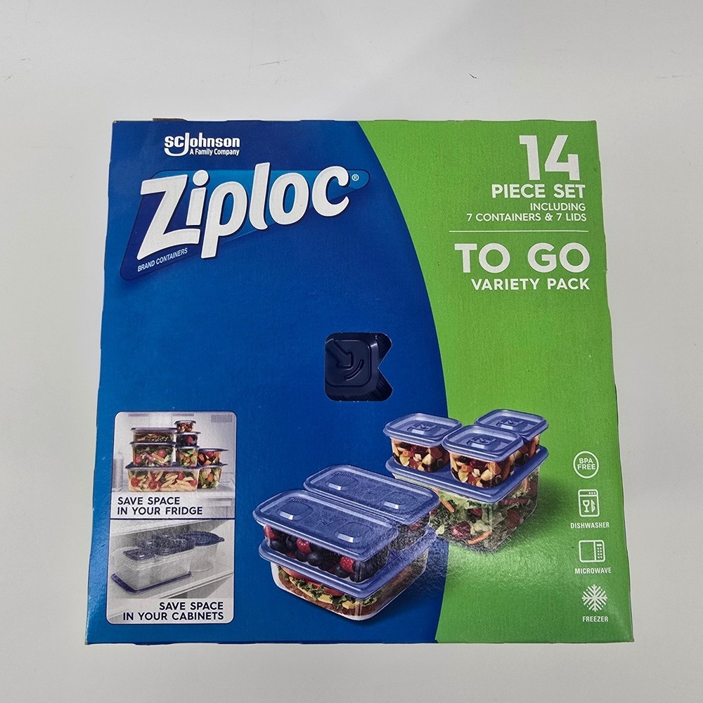 Ziploc Food Storage Containers Blue 14 Piece To Go Variety Pack Set